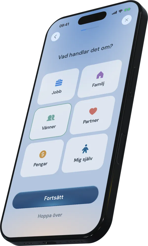 Val av gränskategori som jobb, familj eller vänner